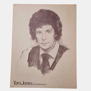 Tom Jones / Billy Swan VTG 1976 Boegel Sketch Art Promo Poster 17x22 Columbia